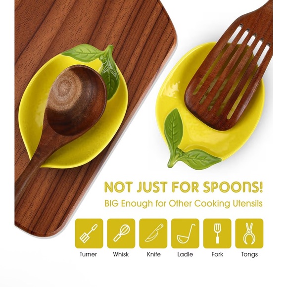 Lemon Ceramic Spoon Rest for Stove Top & Kitchen Counter Yellowor Tricket Dish - Picture 3 of 4